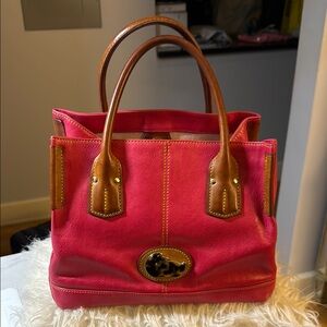 Vintage Dooney & Bourke Pink and Brown Tote Bag with Elegant Design